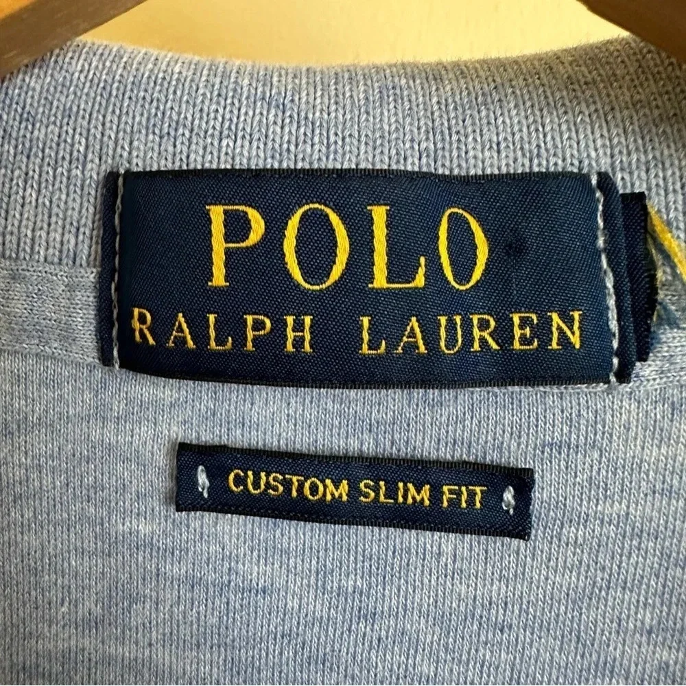 Polo Ralph Lauren Men’s XL Blue Cotton Knit Shirt Custom Slim Fit Casual Church‎